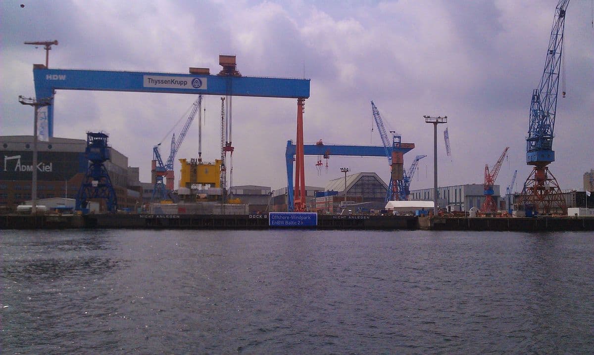 ThyssenKrupp shipyard in Kiel — Milan's professional start in industry